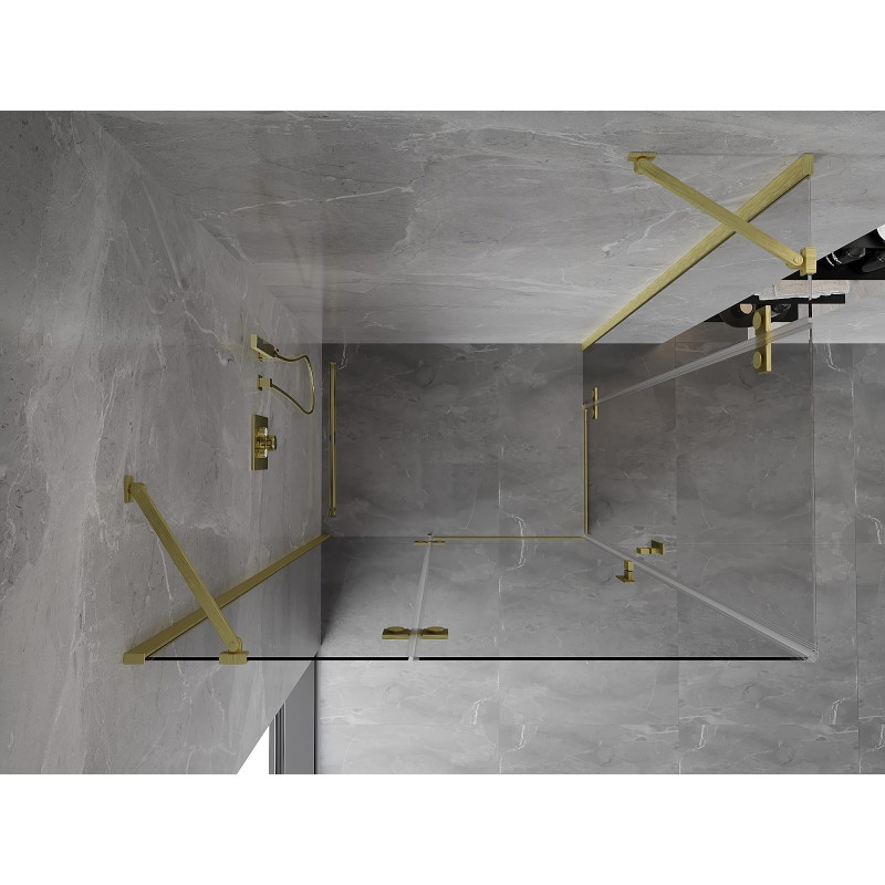 Mexen Mist-H Duo cabină de duș cu deschidere pe stânga 100 x 90 cm, transparent, auriu periat - 8A5-100L-090P-55-00