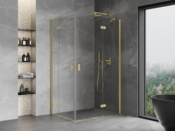 Mexen Mist H Duo cabină de duș articulată 80 x 120 cm, transparentă, aurie periată - 8A5-080L-120P-55-00