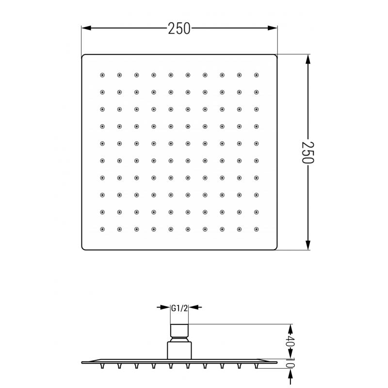 Mexen Slim cap de duș cu efect de ploaie 25 x 25 cm, negru - 79125-70