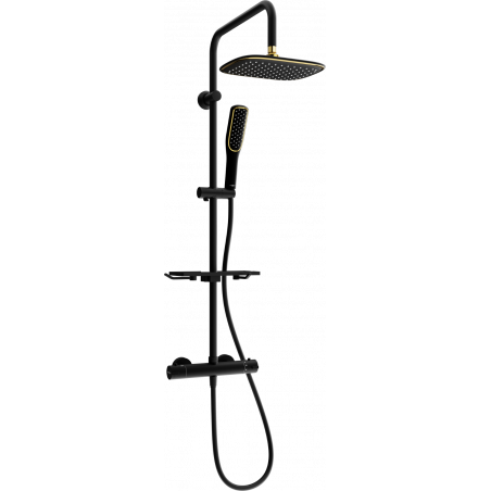 Mexen KT49 set de duș exterior cu duș de ploaie și baterie termostatică, negru/auriu - 771504993-75