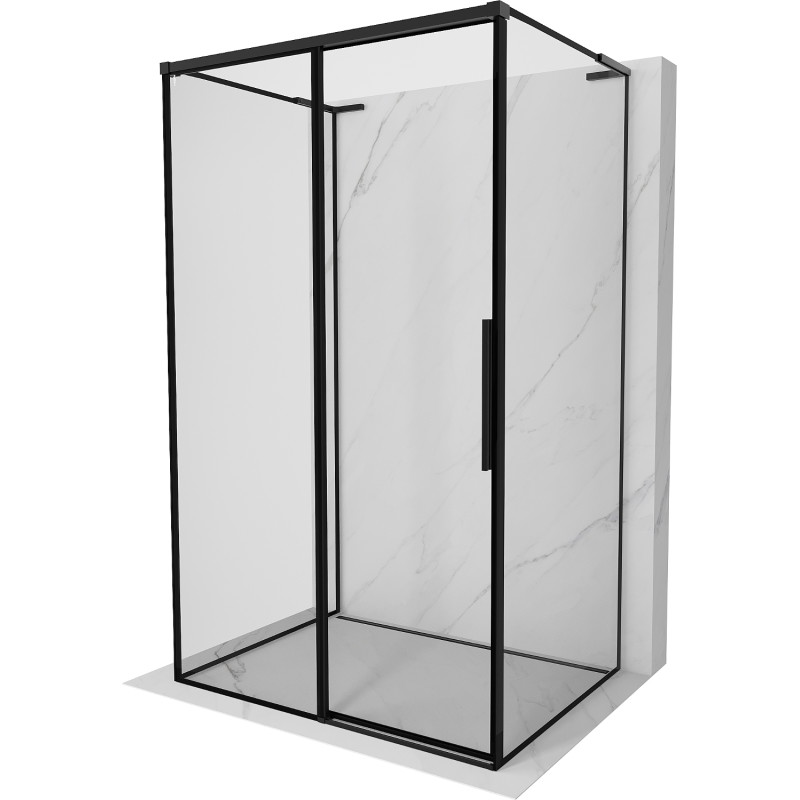 Mexen Rox-3S L 3-falú zuhanykabin, balra nyíló, 125 x 85 cm, fekete keret, fekete - 8C2L-125-085-70-70-3S-L