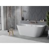 Mexen Oval Slim cadă de baie freestanding lângă perete 170 x 80 cm, albă, preaplin cupru periat - 52661708000-65