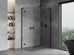Mexen Mist-H L Duo cabină de duș cu deschidere 90 x 120 cm, transparent, negru - 8A5L-090L-120P-70-00