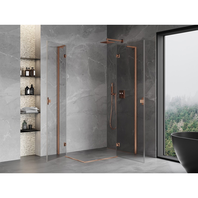 Mexen Mist-H L Duo cabină de duș batantă dreapta 100 x 120 cm, transparentă, cupru periat - 8A5L-100L-120P-65-00