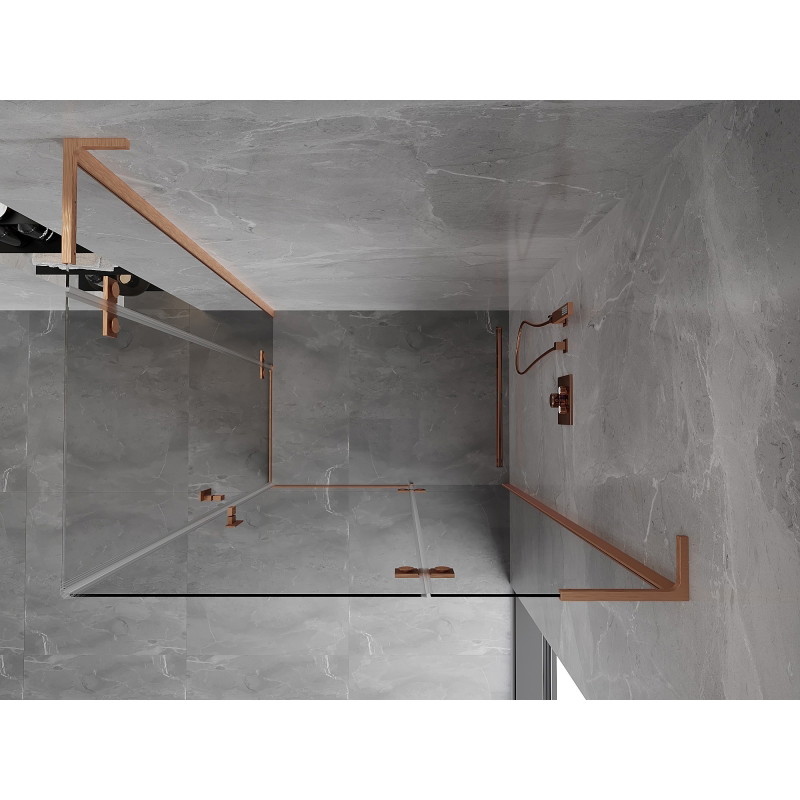 Mexen Mist-H L Duo cabină de duș cu ușă batantă dreapta 95 x 115 cm, transparent, cupru periat - 8A5L-095L-115P-65-00