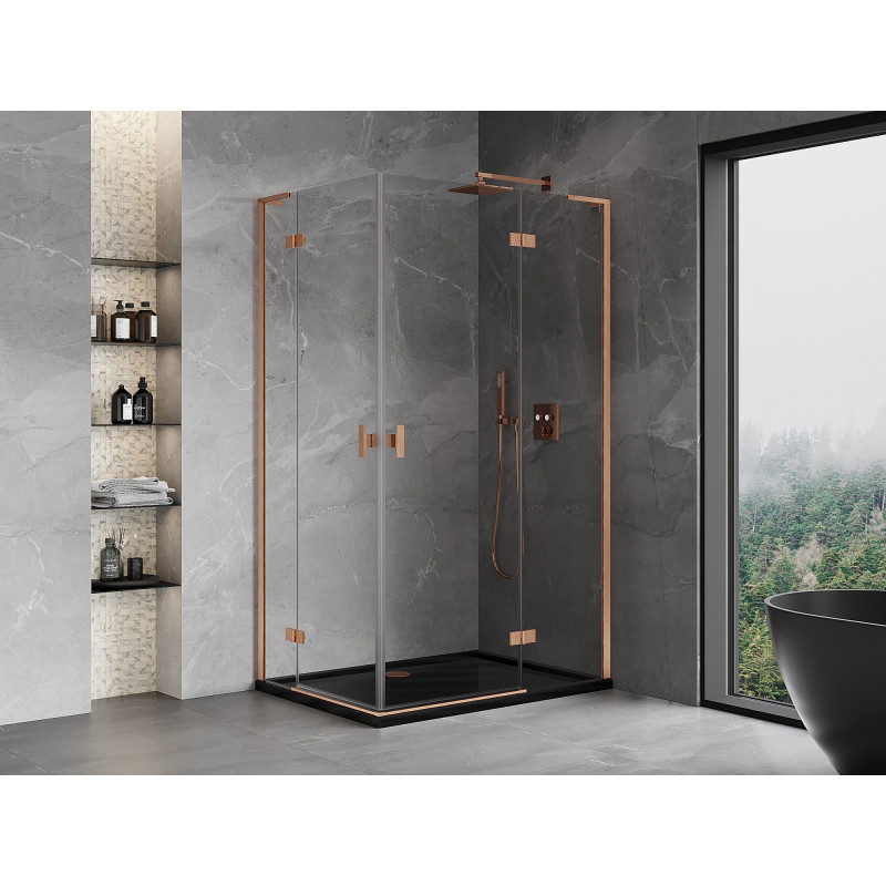 Mexen Mist-H L Duo cabină de duș cu ușă batantă dreapta 95 x 115 cm, transparent, cupru periat - 8A5L-095L-115P-65-00