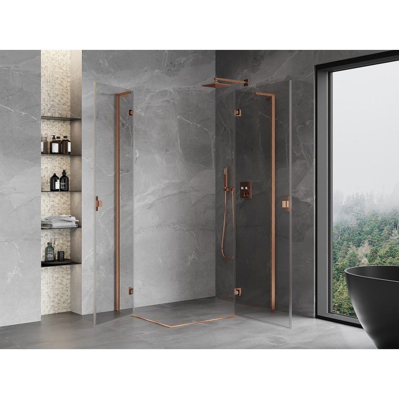 Mexen Mist-H L Duo cabină de duș cu deschidere spre dreapta 70 x 80 cm, transparent, cupru periat - 8A5L-070L-080P-65-00
