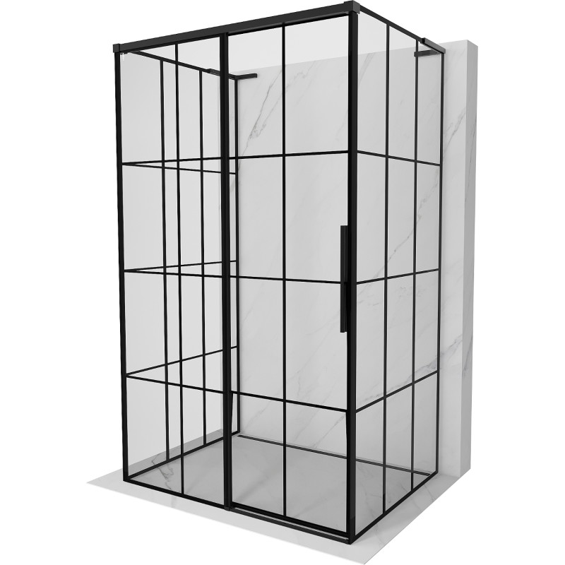 Mexen Rox-3S L 3-oldalú zuhanykabin balra csúsztatható 95 x 70 cm, fekete rács, fekete - 8C2L-095-070-70-77-3S-L