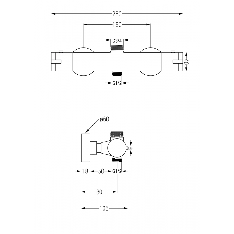 Mexen Kai baterie de duș termostatică, neagră - 77150-70