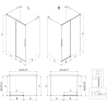 Mexen Rox-3S L 3-falú balos tolóajtós zuhanykabin 155 x 100 cm, fekete rácsminta, fekete - 8C2L-155-100-70-77-3S-L