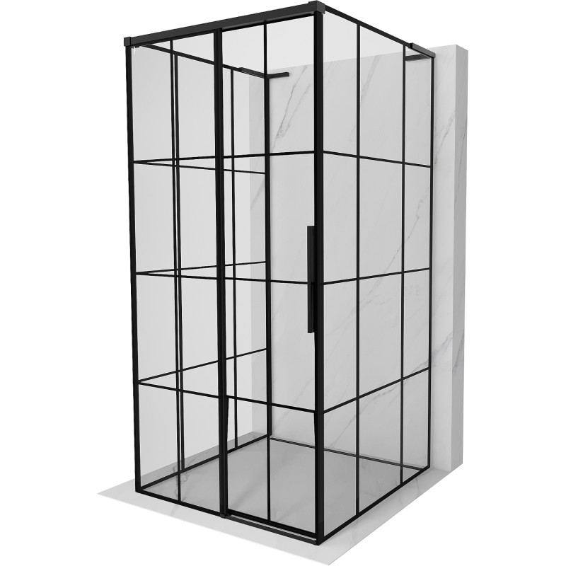 Mexen Rox-3S L cabina de duș culisantă, cu 3 pereți, stânga 110 x 110 cm, grilaj negru, negru - 8C2L-110-110-70-77-3S-L