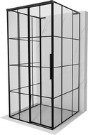 Mexen Rox-3S L 3-falú zuhanykabin, balra tolóajtós, 110 x 110 cm, fekete rácsos, fekete - 8C2L-110-110-70-77-3S-L