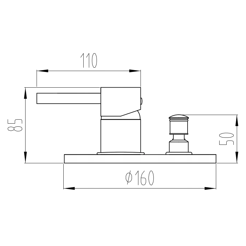 Mexen Lua baterie pentru cadă de perete, Neagră - 72835-70