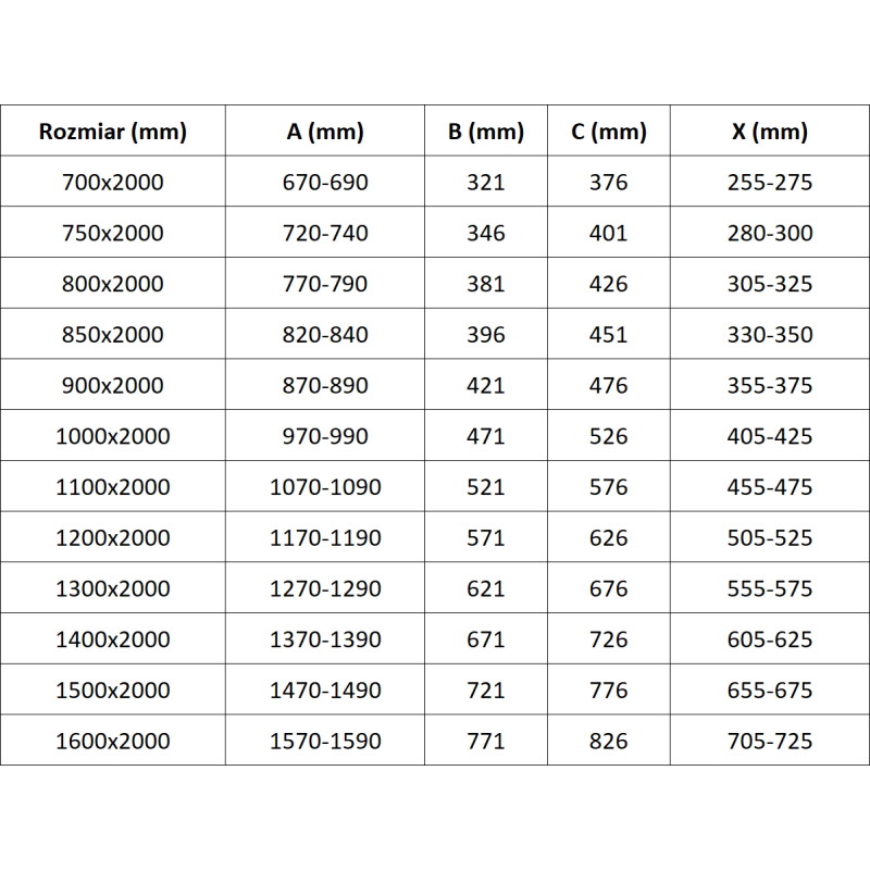 Mexen Velar panou de duș glisant Walk-in 90 x 200 cm, transparent 8 mm, negru - 871-090-000-03-70