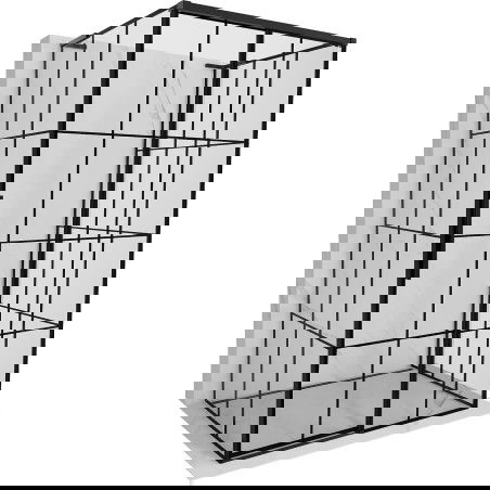 Mexen Rox-3S L 3-falú zuhanykabin, jobbos, tolóajtós, 115 x 110 cm, fekete rács, fekete - 8C2L-115-110-70-77-3S-P