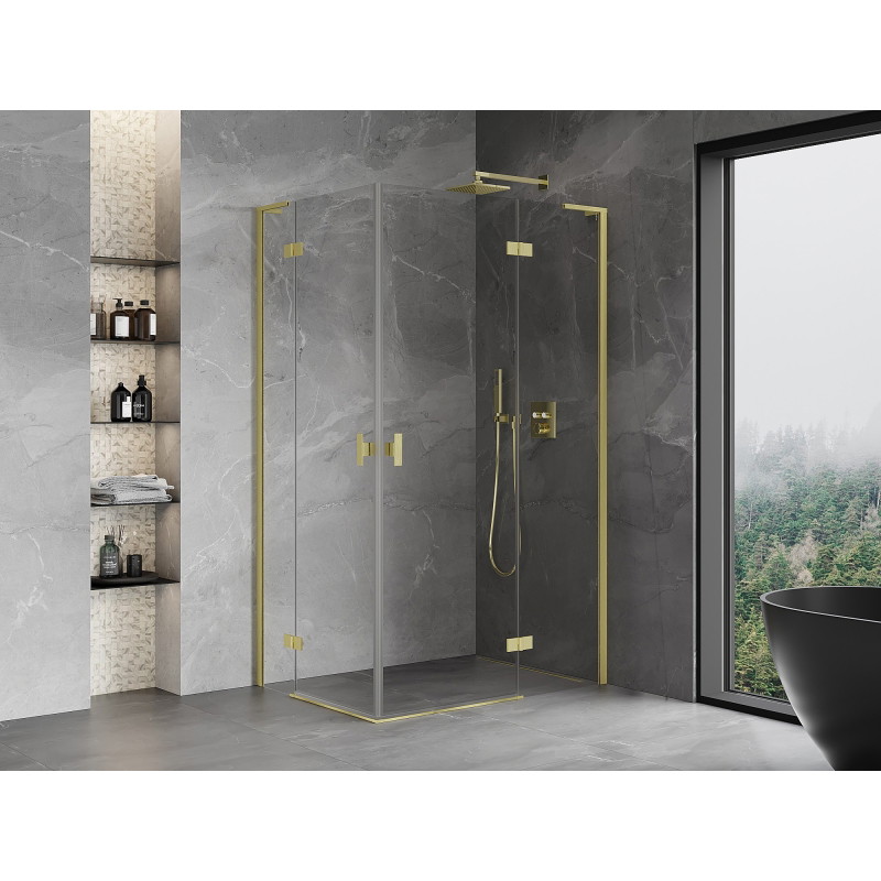 Mexen Mist-H L Duo cabină de duș cu deschidere drept 100 x 110 cm, transparentă, auriu periat - 8A5L-100L-110P-55-00