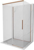 Mexen Rox-3S 3-falú, 135 x 75 cm-es tolóajtós zuhanykabin, átlátszó, kefélt réz - 8C2-135-075-65-00-3S