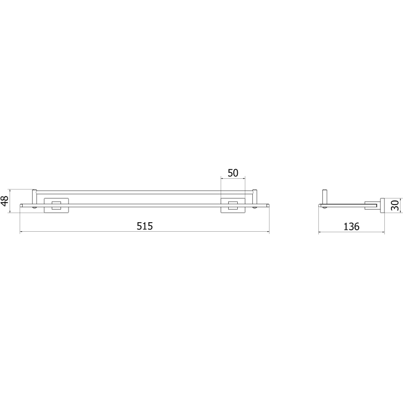 Mexen Arno raft de sticlă suspendat, negru - 7020737-70