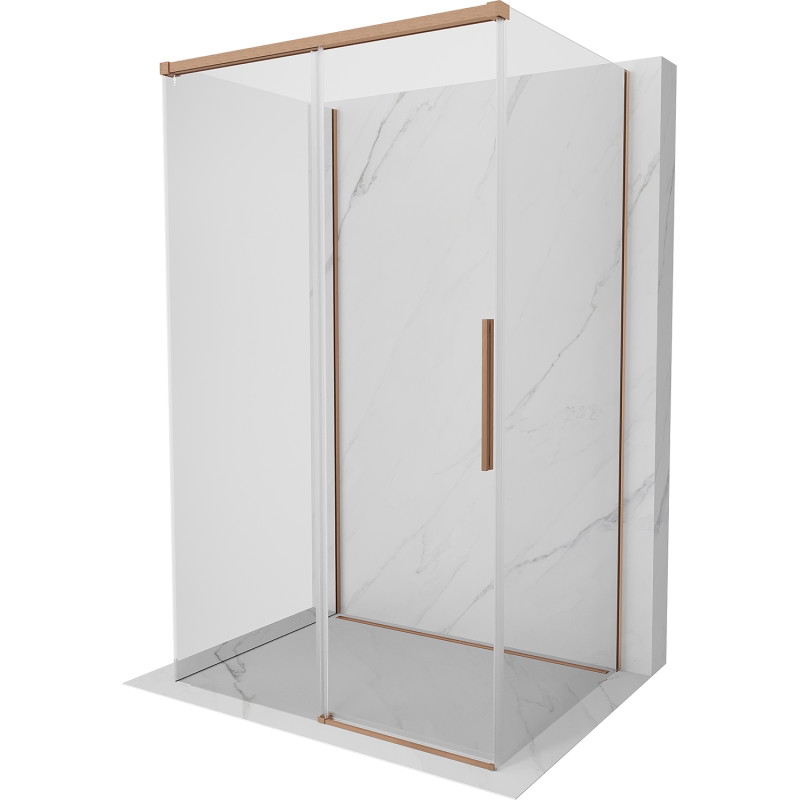 Mexen Rox-3S 3-falú zuhanykabin, 155 x 120 cm, átlátszó, csiszolt réz - 8C2-155-120-65-00-3S
