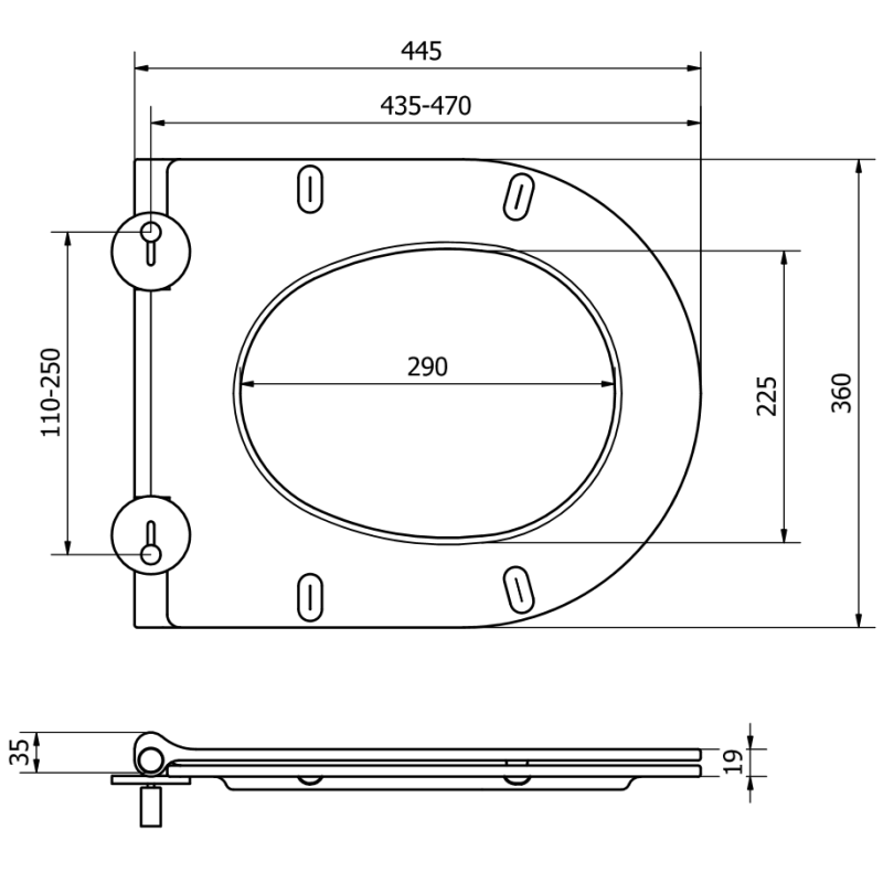Mexen capac de toaletă cu cădere lentă slim, duroplast, alb lucios - 39050100