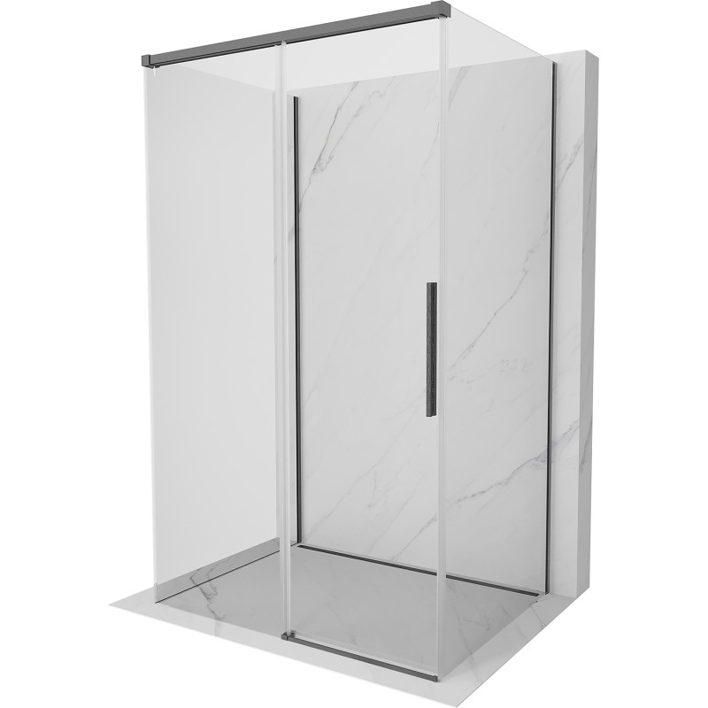 Mexen Rox-3S cabina de duș cu 3 pereți, glisantă 135 x 70 cm, transparentă, gri armă periat - 8C2-135-070-66-00-3S