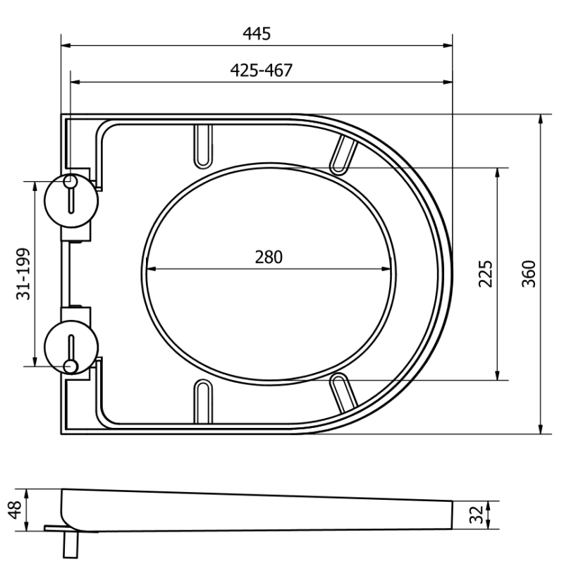 Mexen capac de toaletă cu cădere lentă, dur plastic, alb lucios - 39020100