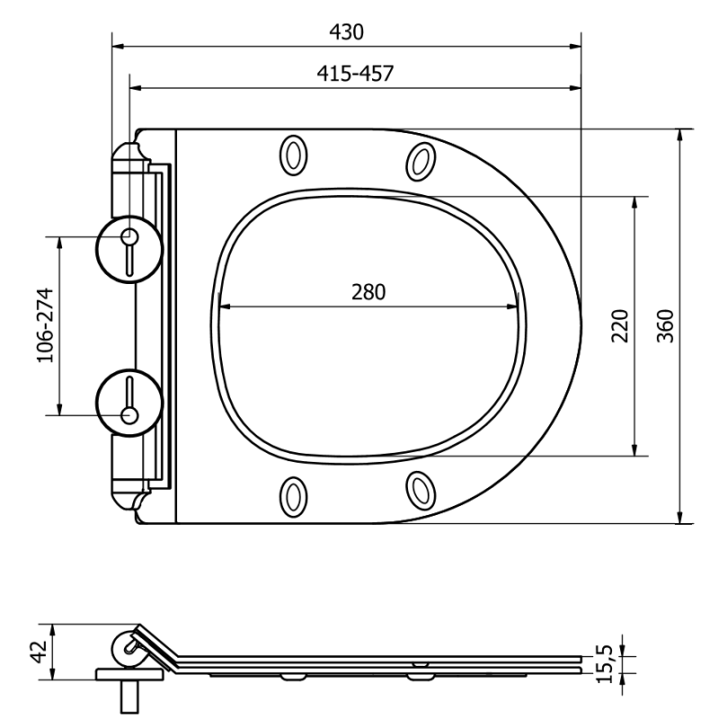 Mexen capac de toaletă cu cădere lentă, slim, duroplast, alb lucios - 39010100