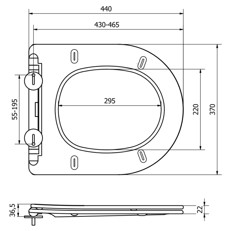 Mexen capac de toaletă cu cădere lentă slim, duroplast, negru mat - 39100185