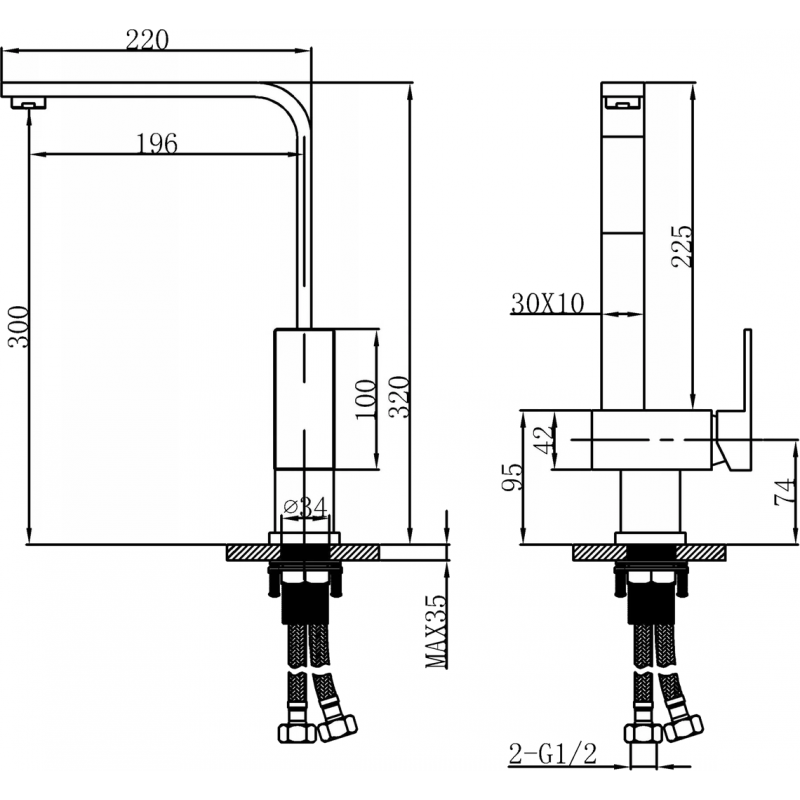 Mexen Liv baterie de bucătărie, inox - 672100-99
