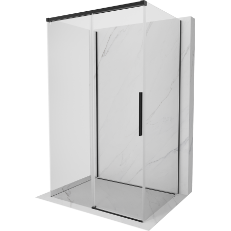 Mexen Rox-3S 3-falú tolóajtós zuhanykabin 155 x 85 cm, átlátszó, fekete - 8C2-155-085-70-00-3S