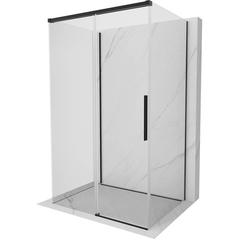 Mexen Rox-3S cabină de duș cu 3 pereți glisantă 160 x 110 cm, transparentă, neagră - 8C2-160-110-70-00-3S