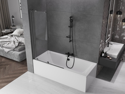 Paravan cadă Mexen Velar cu 2 uși glisante 110 x 150 cm, transparent, gun metal - 896-110-000-01-95