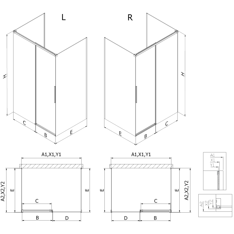 Mexen Rox-3S cabină de duș cu 3 pereți, culisantă, 115 x 80 cm, transparent, nichel periat - 8C2-115-080-97-00-3S