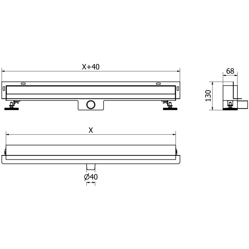 Mexen Flat Wall vonalmenti fallefolyóka 2 az 1-ben 110 cm, fekete - 1730110