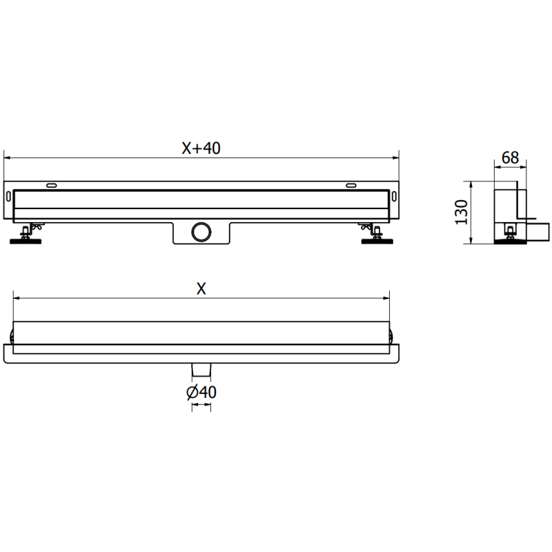 Mexen Flat Wall scurgere liniară de perete 2 în 1 70 cm, inox - 1030070