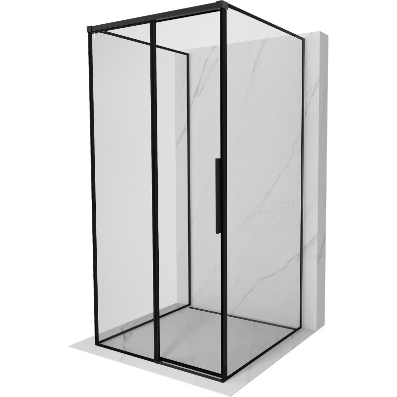 Mexen Rox-3S 3-oldalas zuhanykabin, balos, 100 x 100 cm, fekete keret, fekete - 8C2-100-100-70-70-3S-L