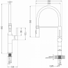 Mexen Dina baterie de bucătărie, Aurie/Neagră - 672701-57