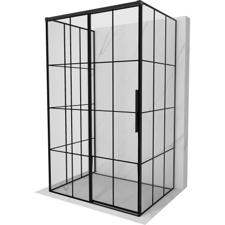 Mexen Rox-3S cabina de duș cu 3 pereți extensibili stânga 110 x 80 cm, grilaj negru, negru - 8C2-110-080-70-77-3S-L