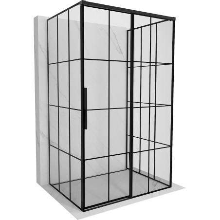Mexen Rox-3S 3-falú jobbra toló zuhanykabin 95 x 85 cm, fekete rács, fekete - 8C2-095-085-70-77-3S-P