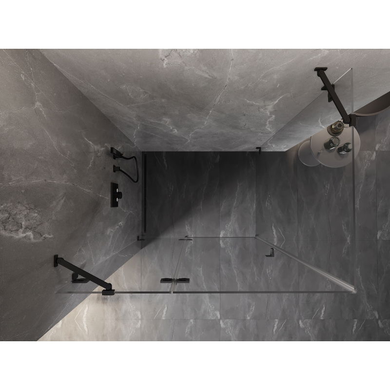 Mexen Lunar cabina de duș pliabilă stânga 70 x 80 cm, transparentă, neagră - 834-070-080-70-00-L