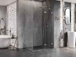 Mexen Lunar cabină de duș cu deschidere dreaptă 85 x 90 cm, transparentă, cromată - 834-085-090-01-00-P