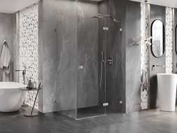 Mexen Lunar cabină de duș cu deschidere dreapta 80 x 90 cm, transparentă, nichel periat - 834-080-090-97-00-P