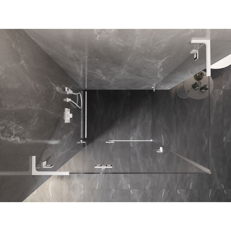 Mexen Lunar L cabina de duș pivotantă stânga 70 x 90 cm, transparentă, albă - 834L-070-090-20-00-L