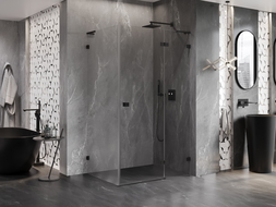 Mexen Lunar L cabina de duș articulată dreapta 85 x 90 cm, transparentă, neagră - 834L-085-090-70-00-P