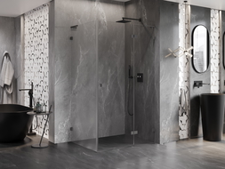 Mexen Lunar L cabina de duș batantă dreapta 75 x 90 cm, transparentă, gun metal - 834L-075-090-95-00-P