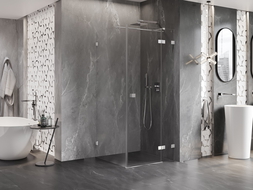 Mexen Lunar T jobbra nyíló zuhanykabin 80 x 80 cm, átlátszó, krómszínű - 834T-080-080-01-00-P