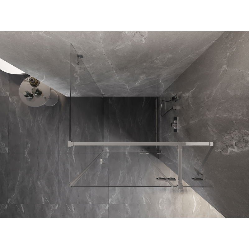 Mexen Lunar T 90 x 90 cm-es jobbos nyíló zuhanykabin, átlátszó, króm - 834T-090-090-01-00-P