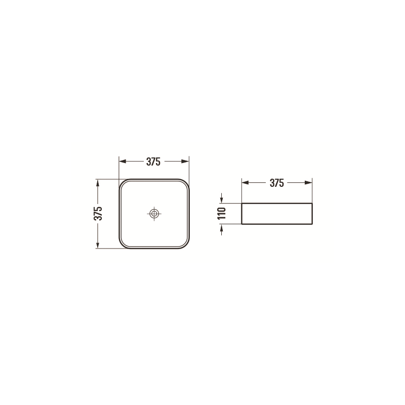 Mexen Vena lavoar pe blat 37 x 37 cm, gri deschis mat - 22193761