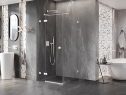 Mexen Lunar T cabină de duș rabatabilă stânga 70 x 70 cm, transparentă, albă - 834T-070-070-20-00-L