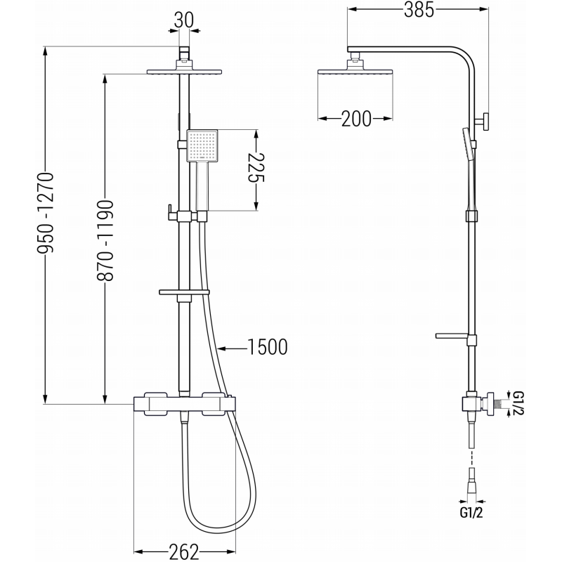 Mexen CQ45 set de duș montat la suprafață cu pară de duș și baterie termostatică, auriu - 772504595-50